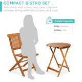 3-Piece Acacia Wood Bistro Set, Folding Patio Furniture for Backyard