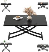 Multifunctional Folding Dining Table, Height Adjustable Lift Top Coffee Transformer