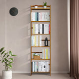 Tall 6 Tier Bookshelf, Bamboo Multifunction Free-Standing Narrow Storage Bookcase Display Shelf in Living Romm Home Office, Natural
