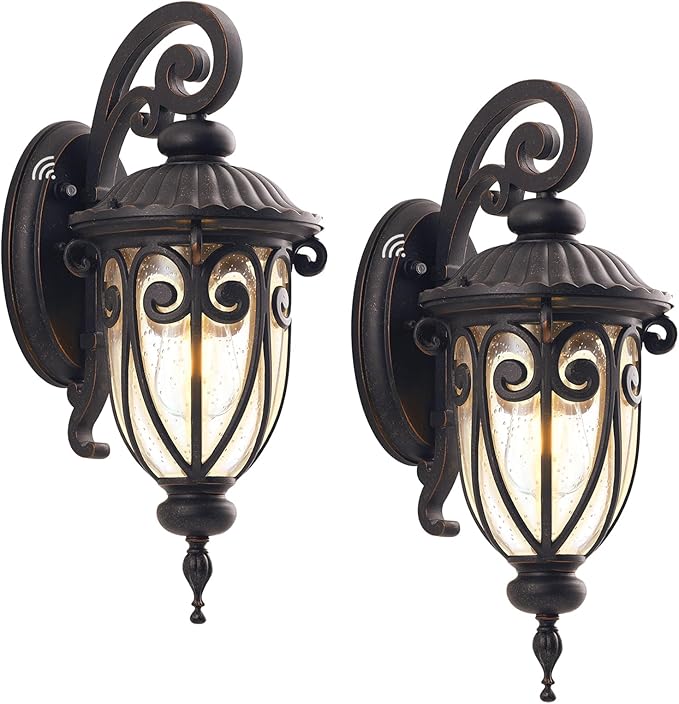 Outdoor Wall Light with Dusk to Dawn Sensor, 18 Inch Exterior Wall Lantern Fixture for House