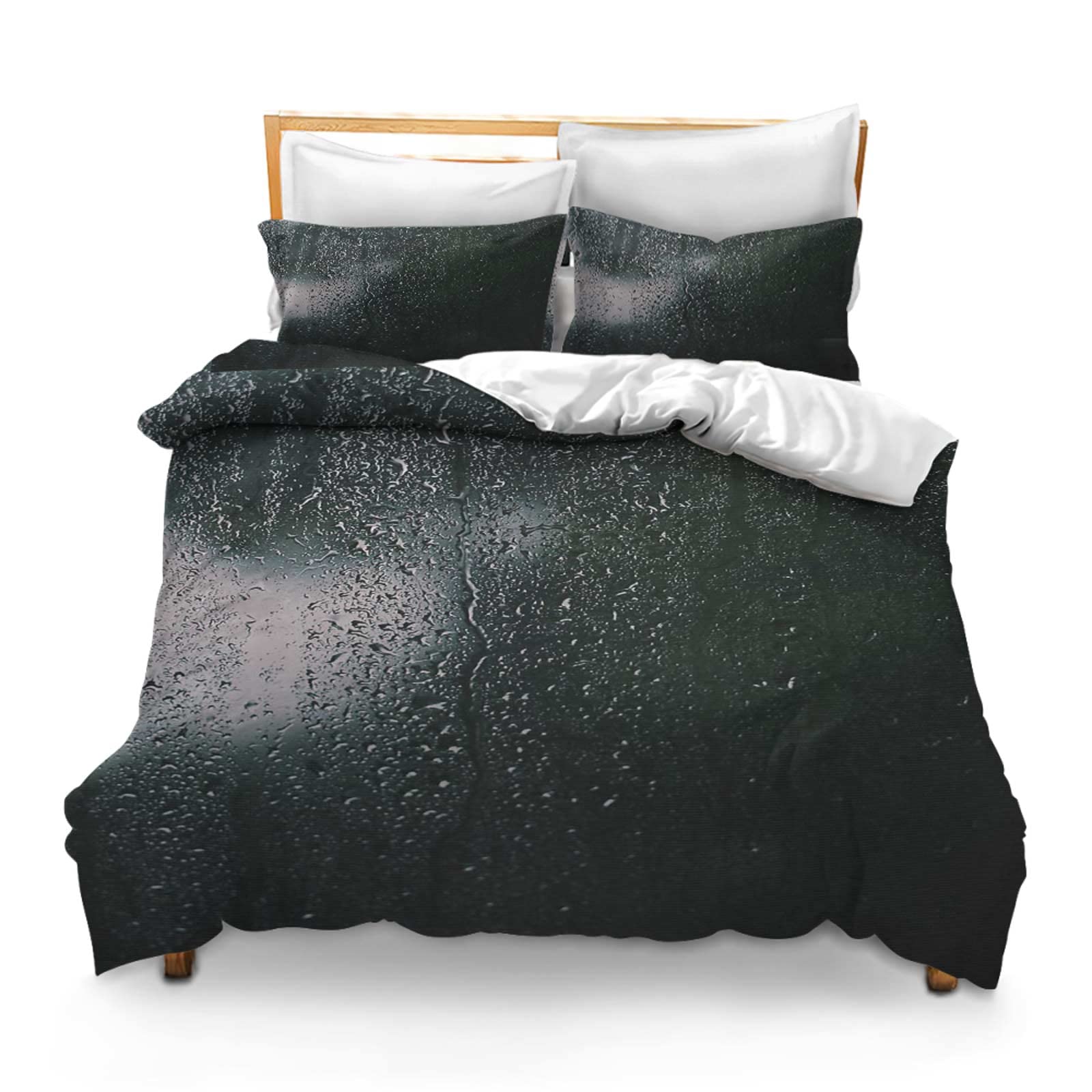 Printed Comforter Cover Set Twin Beads of Water Across The Glass Bedspread Room