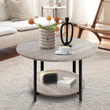 Round Coffee Tables, Accent Table Sofa Table Tea Table with Storage 2-Tier