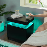 Nightstand Set of 2 LED Nightstand with 2 Drawers, Bedside Table with Drawers