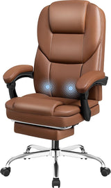 Executive Office Chair with Massage, Ergonomic Reclining High Back Leather Seats