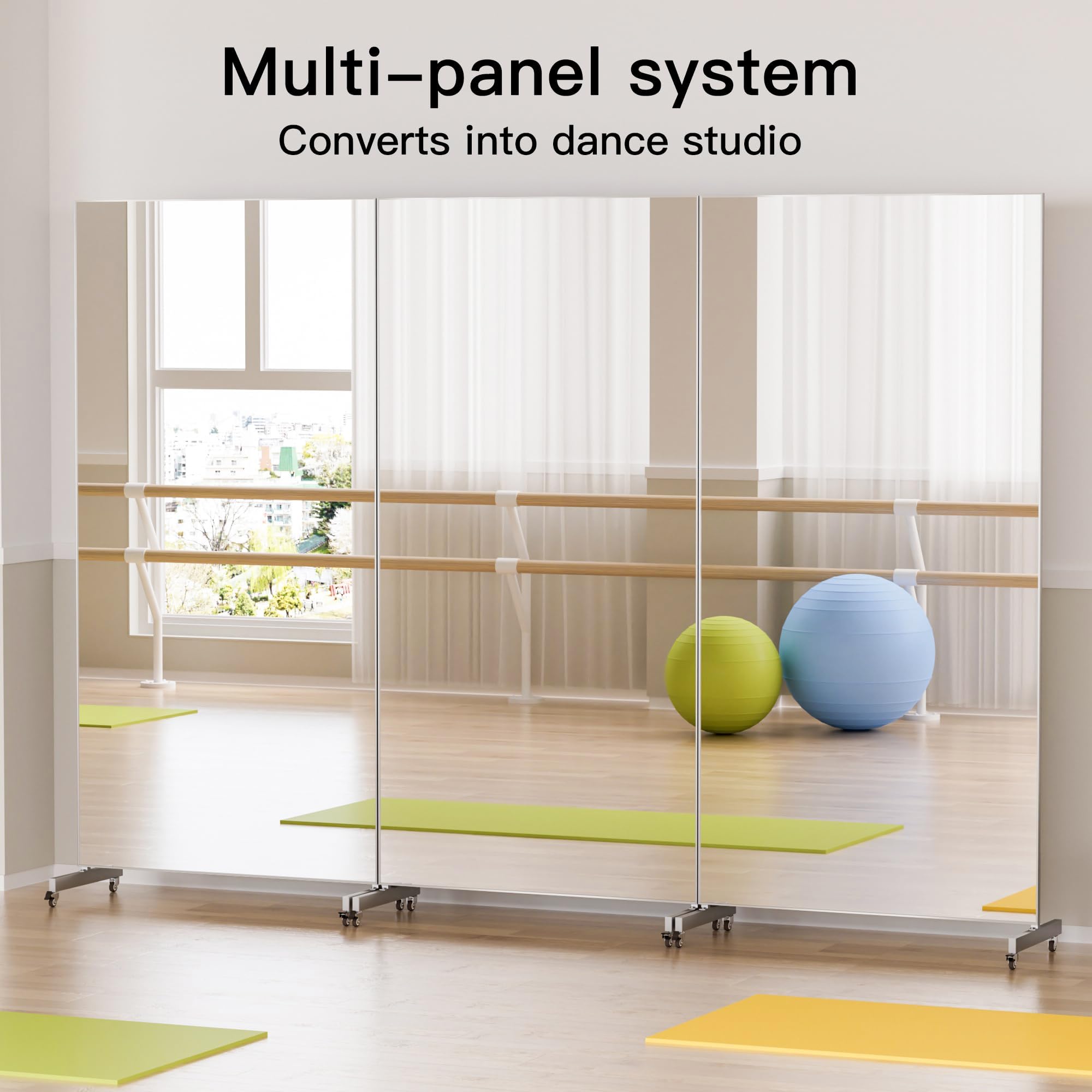 63"x20" Ultra-Light Mobile Floor Mirror with Shatterproof Film