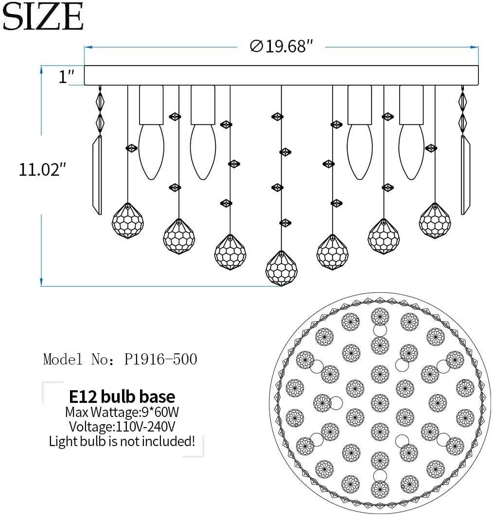 Crystal Chandelier, Modern Chandeliers,Flush Mount Chandelier,Ceiling Light Fixture,