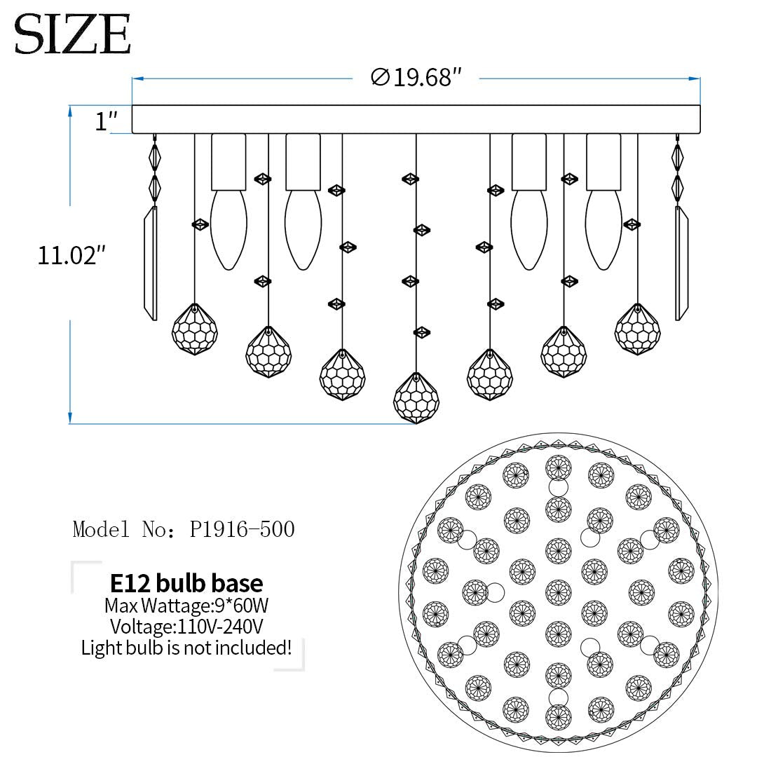 Crystal Chandelier, Modern Chandeliers,Flush Mount Chandelier,Ceiling Light Fixture,