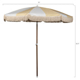 Summerland 6.5 Feet Beach Umbrella with Fringe - Outdoor Umbrella - UV50+ Sun