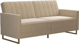 Skylar Coil Futon, Modern Sofa Bed and Couch, Ivory Velvet