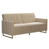 Skylar Coil Futon, Modern Sofa Bed and Couch, Ivory Velvet