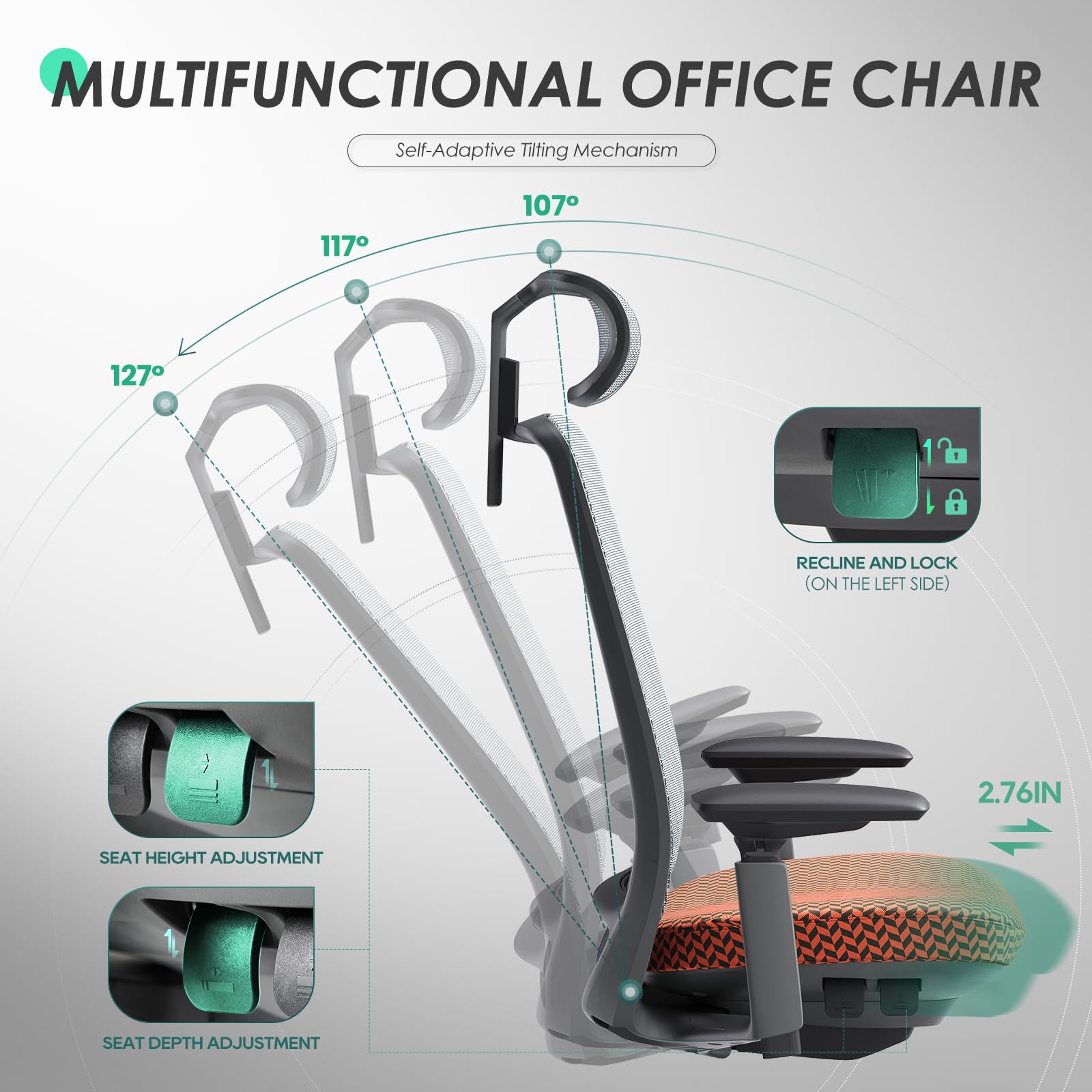 Ergonomic High Back Mesh Office Chair with Adjustable Lumbar Support