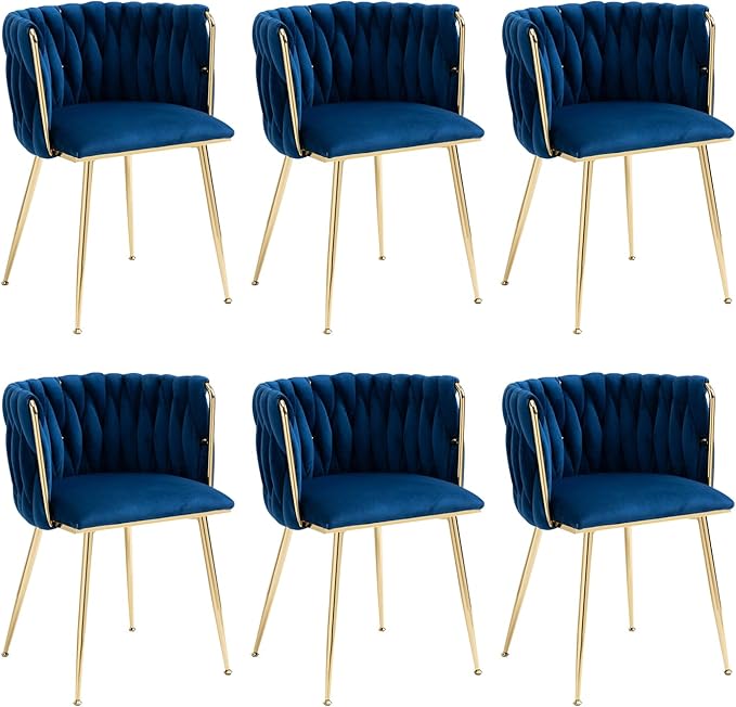 Velvet Dining Chairs Set of 4, Modern Upholstered Dining Chairs with Gold Metal Legs for