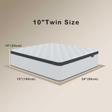 Twin Mattress, 10 Inch Innerspring Hybrid Mattress in a Box with Gel Memory Foam,