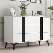White 6 Drawer Dresser for Bedroom, Modern Double Chest Dresser