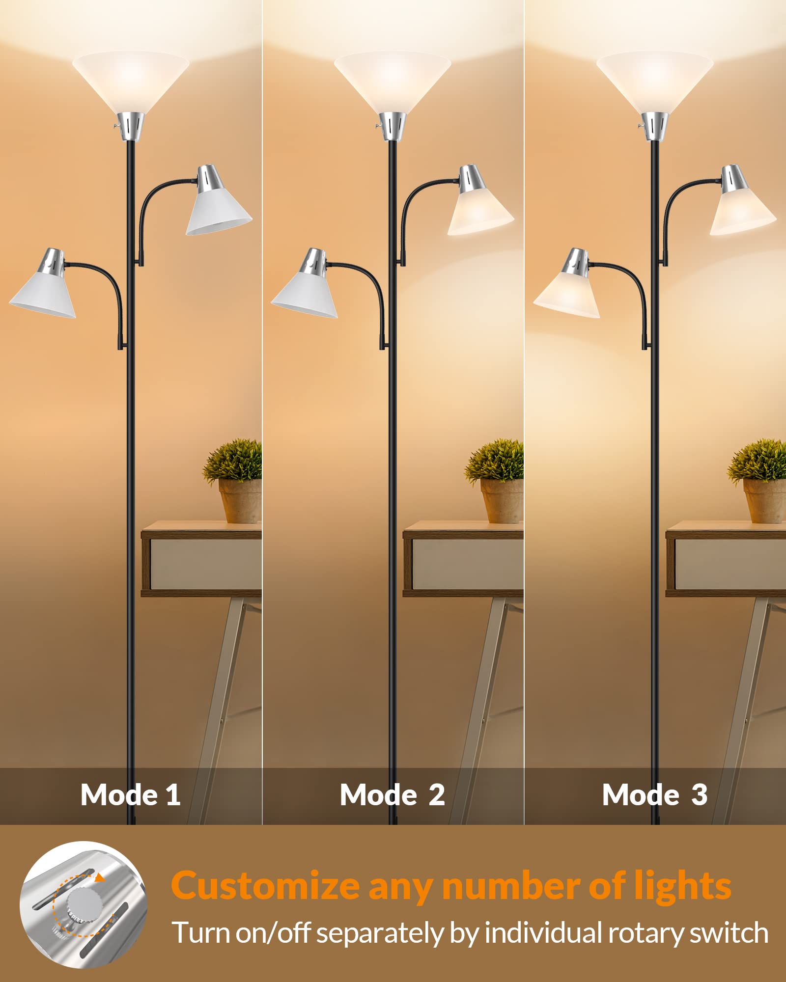 Modern Floor Lamp with Adjustable Reading Light