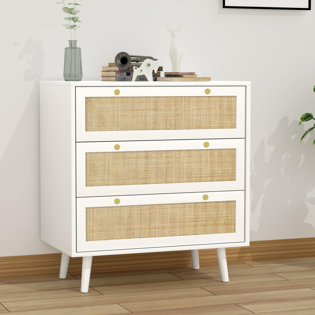 White Dresser for Bedroom with 3 Drawers, Modern Wood 3 Drawer Dresser