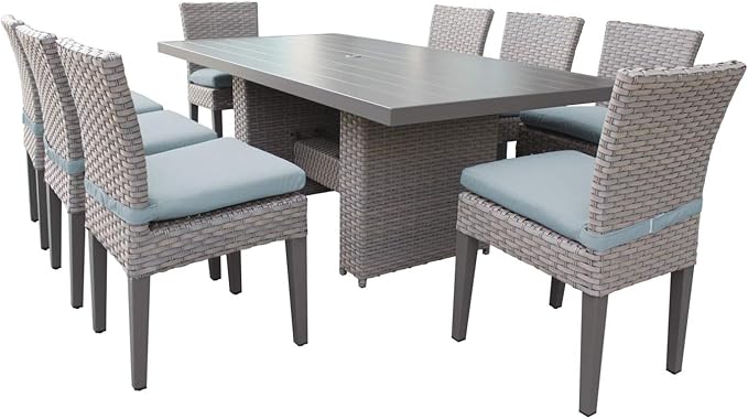 Florence 9-Piece Outdoor Dining Set with Cushions, White