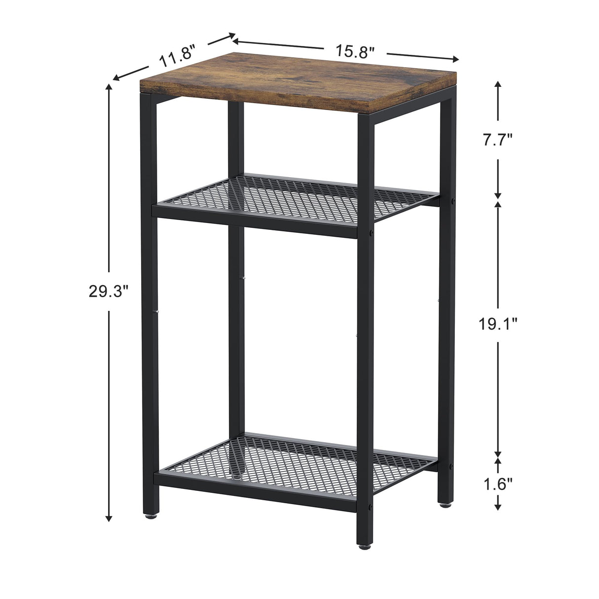 Side Table, 3 Tier End Table with Storage, Tall Telephone Table, Night Stand