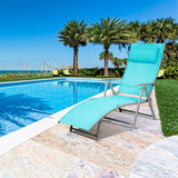 2 PCS Outdoor Folding Chaise Lounge Chair, Lightweight Recliner Chair w/ 7 Adjustable
