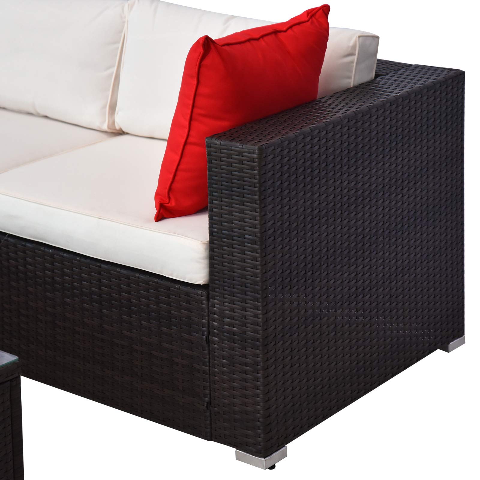 Piece Patio Furniture Set with CushioetSe Glass Coffee Table for Garden Backyard