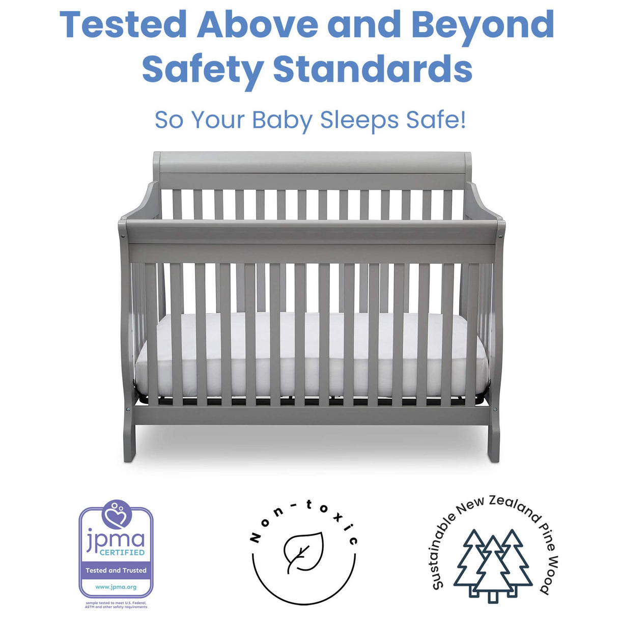 Delta Children Canton 4-in-1 Convertible Crib - Easy to Assemble, Grey