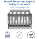 Delta Children Canton 4-in-1 Convertible Crib - Easy to Assemble, Grey