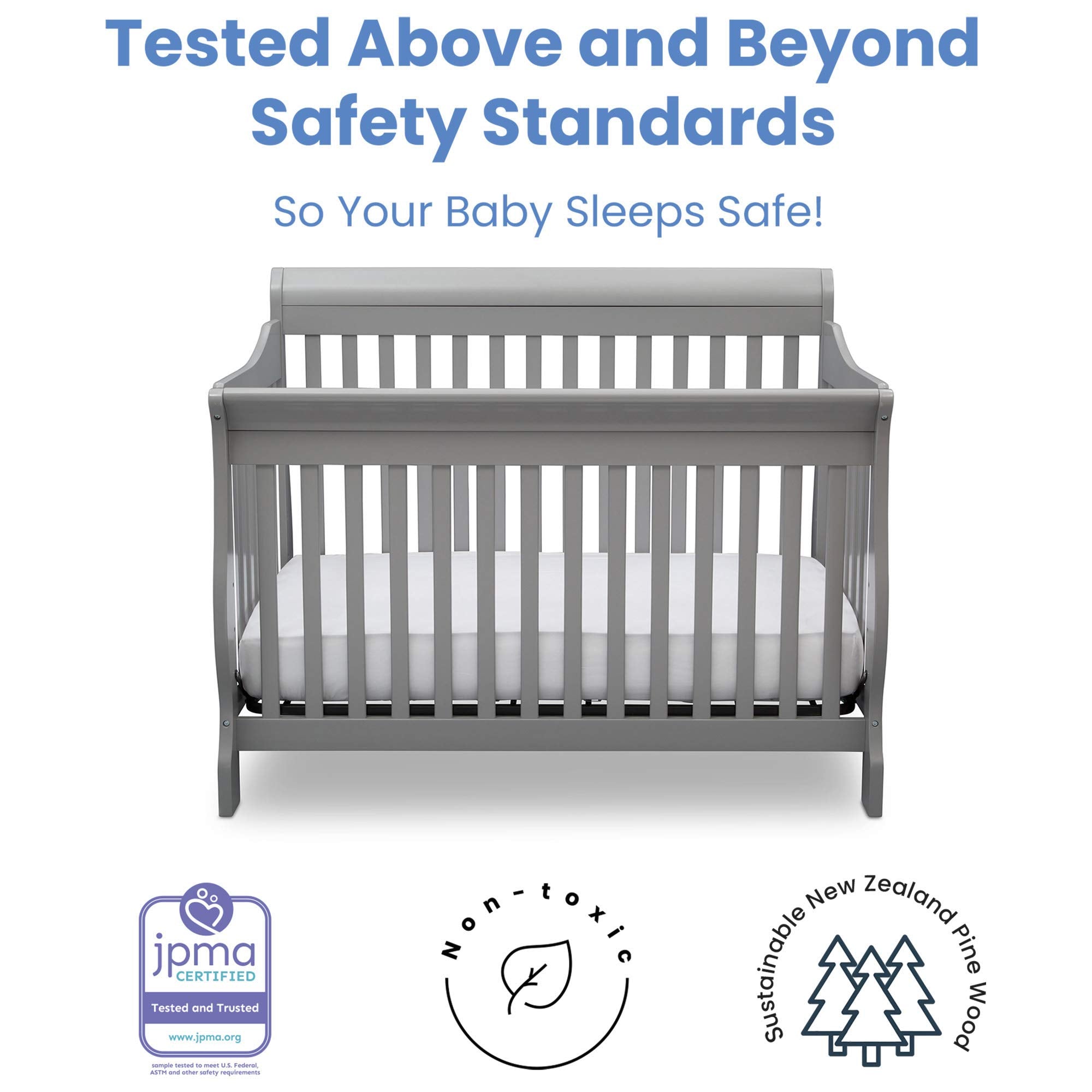 Delta Children Canton 4-in-1 Convertible Crib - Easy to Assemble, Grey
