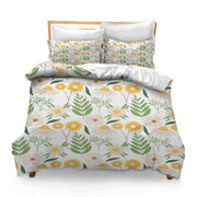 Printed Comforter Cover Set Full Flower White Pattern Floral Seamless Decorative