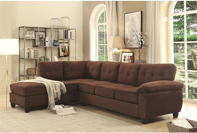 Handmade Home L-Shaped Microsuede Fabric Button Tufted Contemporary Living Room