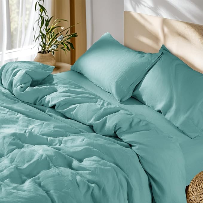 100% French Linen Duvet Cover King Size, Soft Breathable for Hot Sleepers