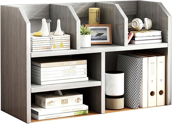 Shelf Freestanding Wooden Small Bookshelf Desk Supplies Organizers and Accessories