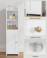 Bathroom Storage Cabinet, Corner Floor Cabinet with Doors and Adjustable Shelf, Narrow