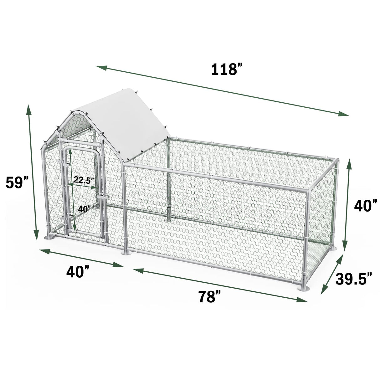 Ketive Chicken Coop Large Wooden Chicken Tractor - with Wheels Waterproof Outdoor Hen House Poultry Cage Back Yard Chicken Coops with Run, Laying Boxes and Secure Enclosure (Sloping Roof)