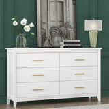 6 Drawers Wood Dresser for Bedroom, Wide Chest of Drawers