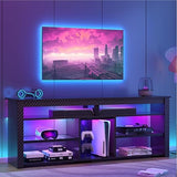 70 Inch TV Stand with LED Lights - Modern Entertainment Center with Storage