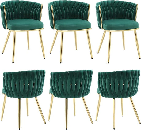 Woven Dining Chairs Set of 4, Velvet Upholstered Dining Room Chairs