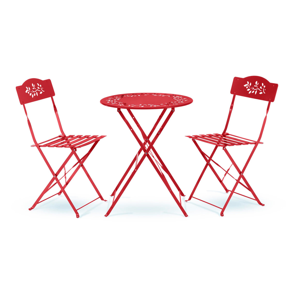 Indoor/Outdoor 3-Piece Bistro Set Folding Table and Chairs Patio Seating, Red