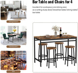 47" Dining Table Set with 4 Stools, 5-Piece Rectangular Kitchen Bar Table