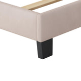 Mordern Velvet Upholstered Platform Bed Beige Beige