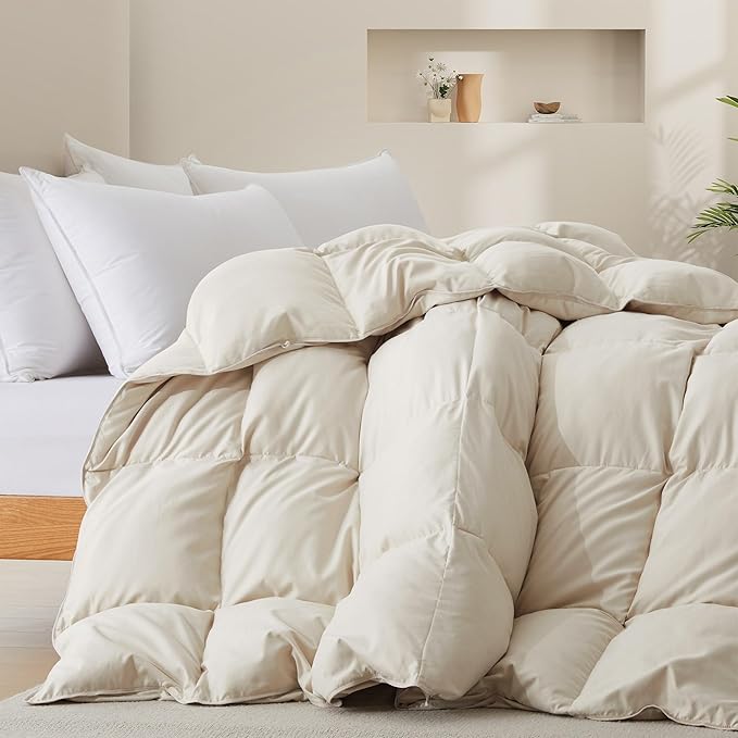 White Feather Down Comforter Duvet Insert All Warmth Levels Cream Medium
