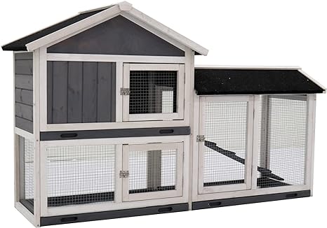 Rabbit Hutch Outdoor Rabbit Cages with Run Wooden Chicken Coop