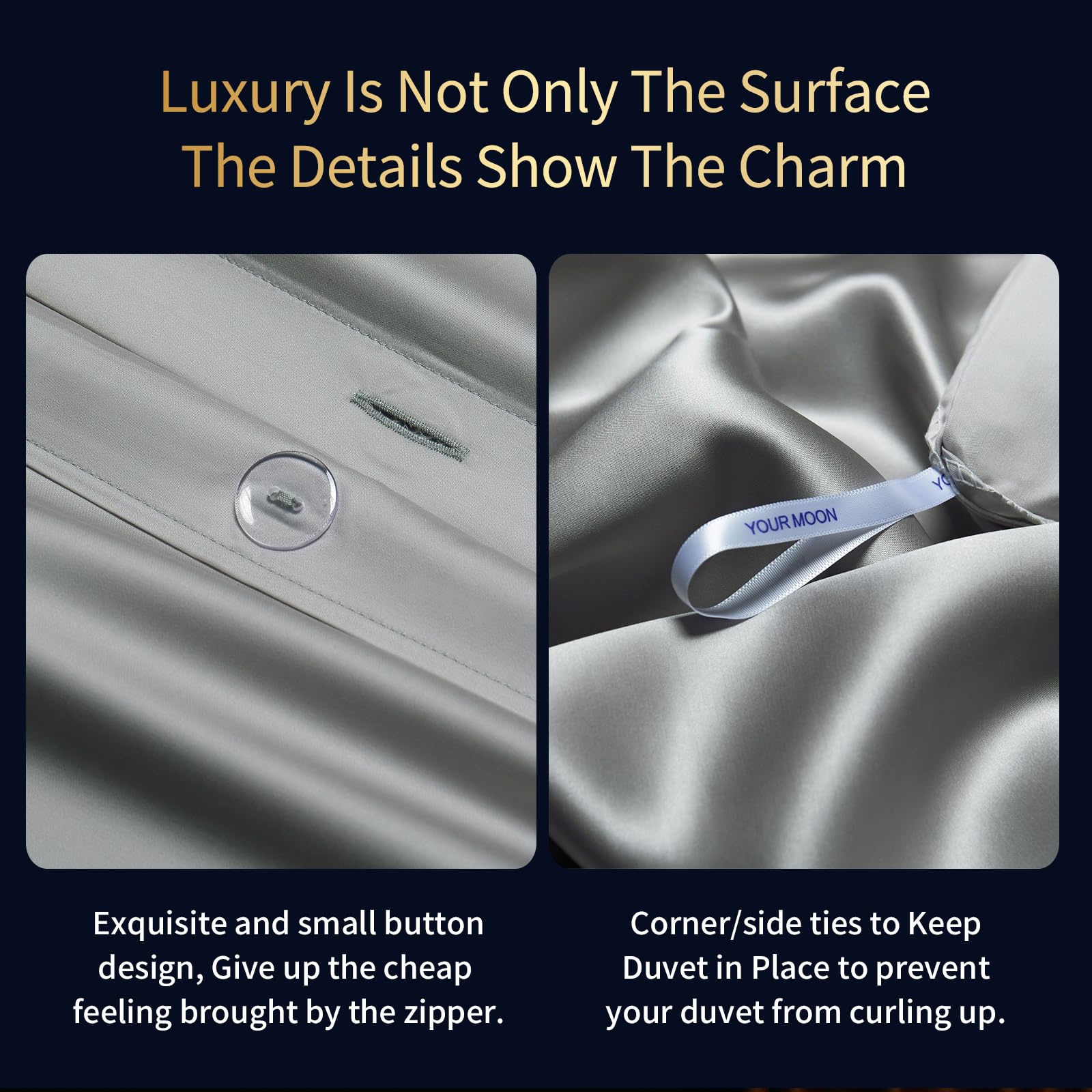 25 Momme Mulberry Silk Duvet Cover Set - Queen Size with Button Closure