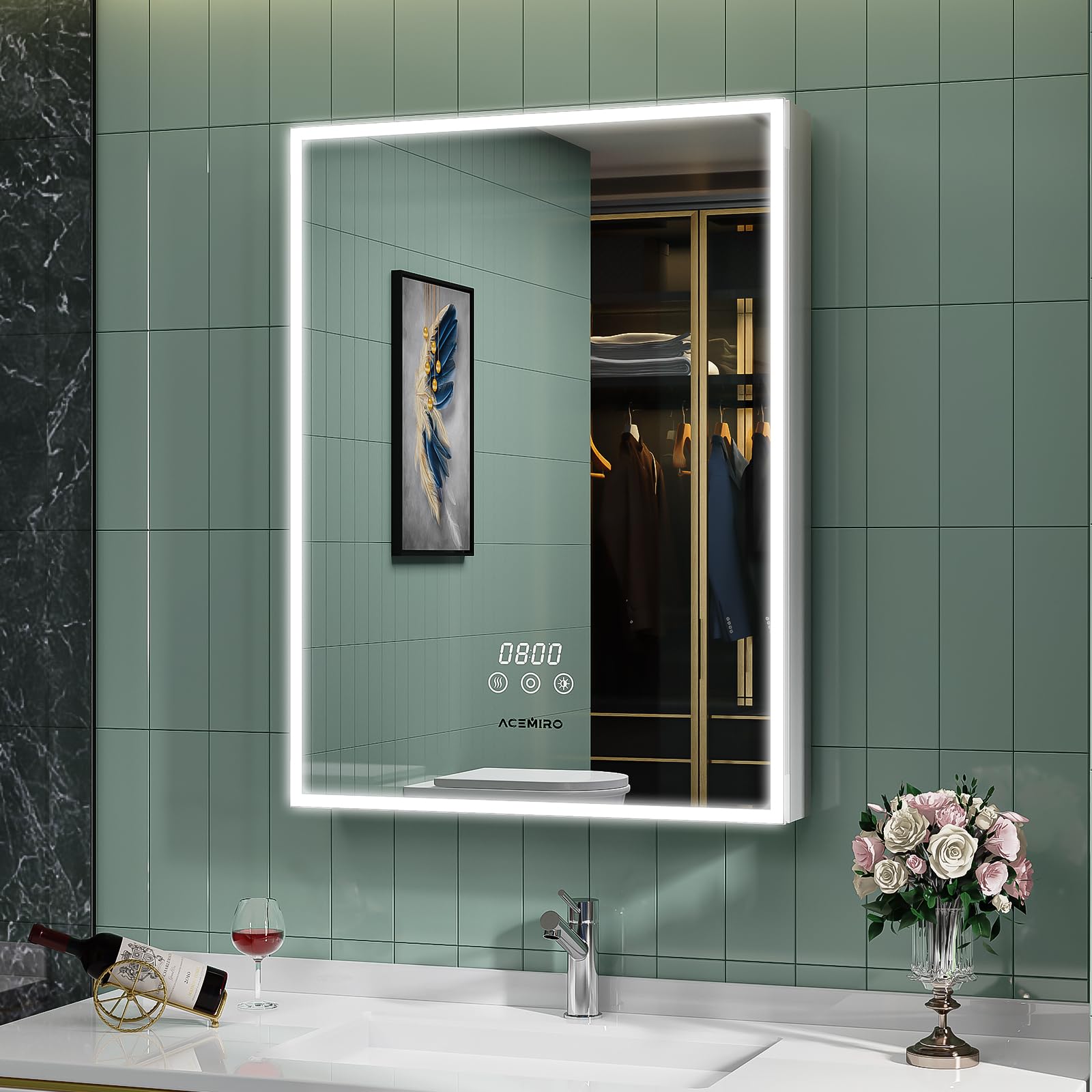 Medicine Cabinet with Lights,  Inch Surface or Recessed Medicine Cabinet