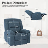 Recliner Chairs with Massage and Heat, Recliner Chair for Adults with Padded Backrest, Massage Recliner Chairs with Charge Ports & Pockets, Infinite Position for Living Room