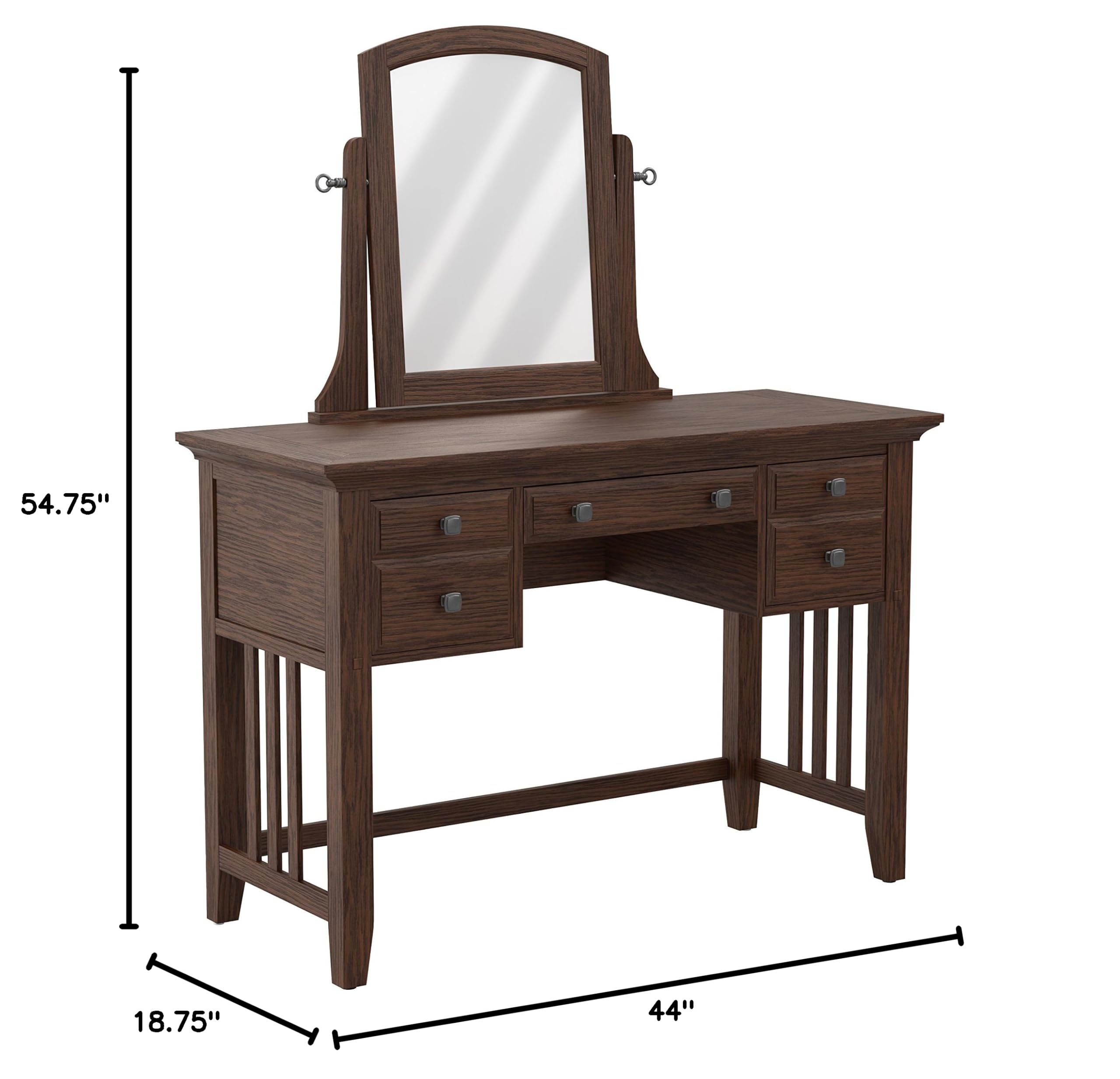 OSP Home Furnishings Modern Mission Vintage Oak Vanity with Mirror