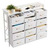 White Dresser with LED Light for Bedroom, Dresser for Bedroom 13 Drawers with Charging