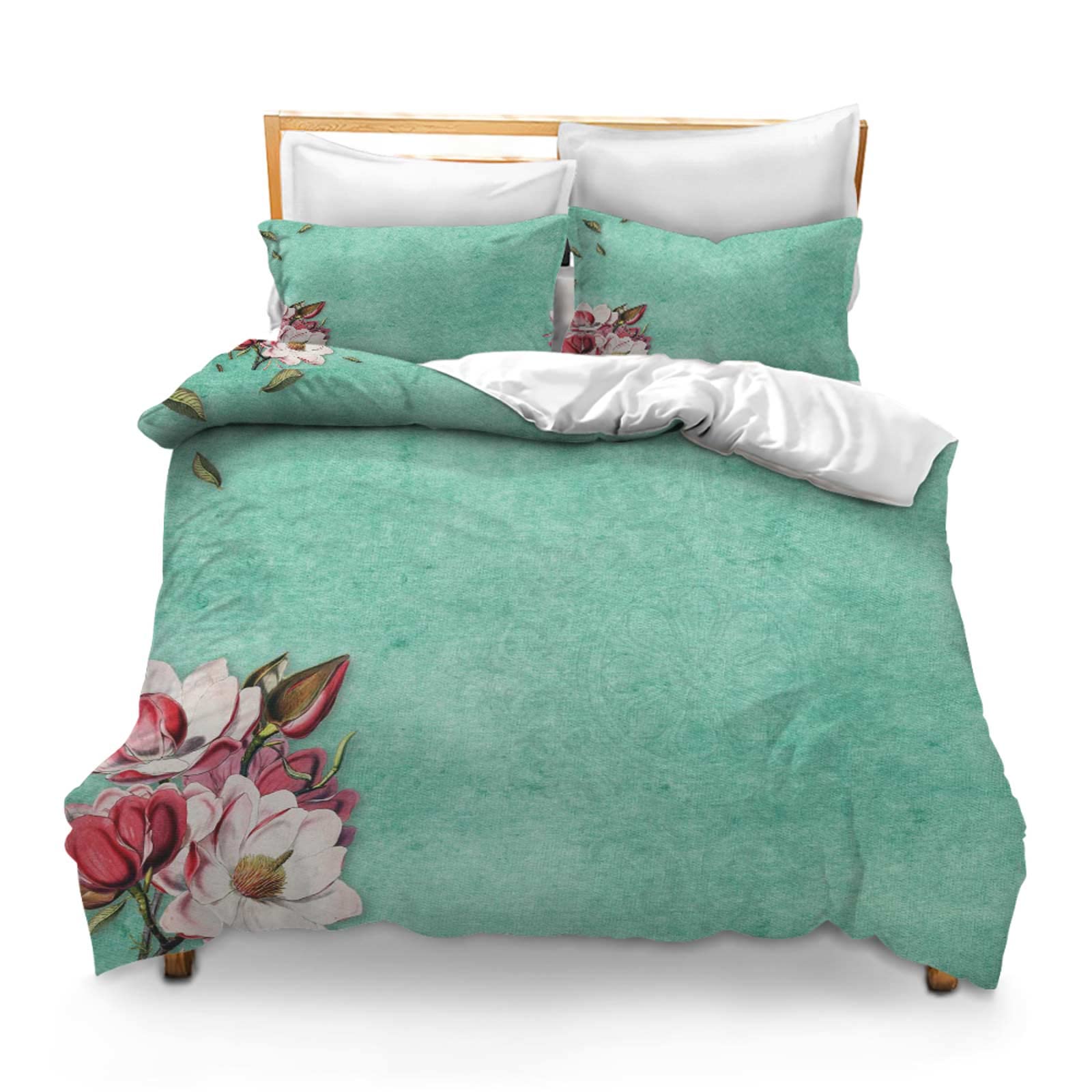 Printed Comforter Cover Set King Size Flower Magnolia Paper Vintage Quality