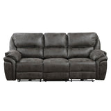 Tony 90 Inch Power Double Recliner Sofa, Gray Microfiber, USB Charging Port