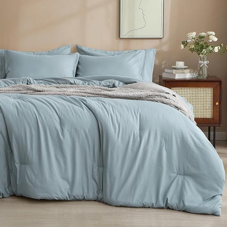 7 Pieces Queen Comforter Set, Bed in A Bag Comforter & 18" Sheet Set All Season