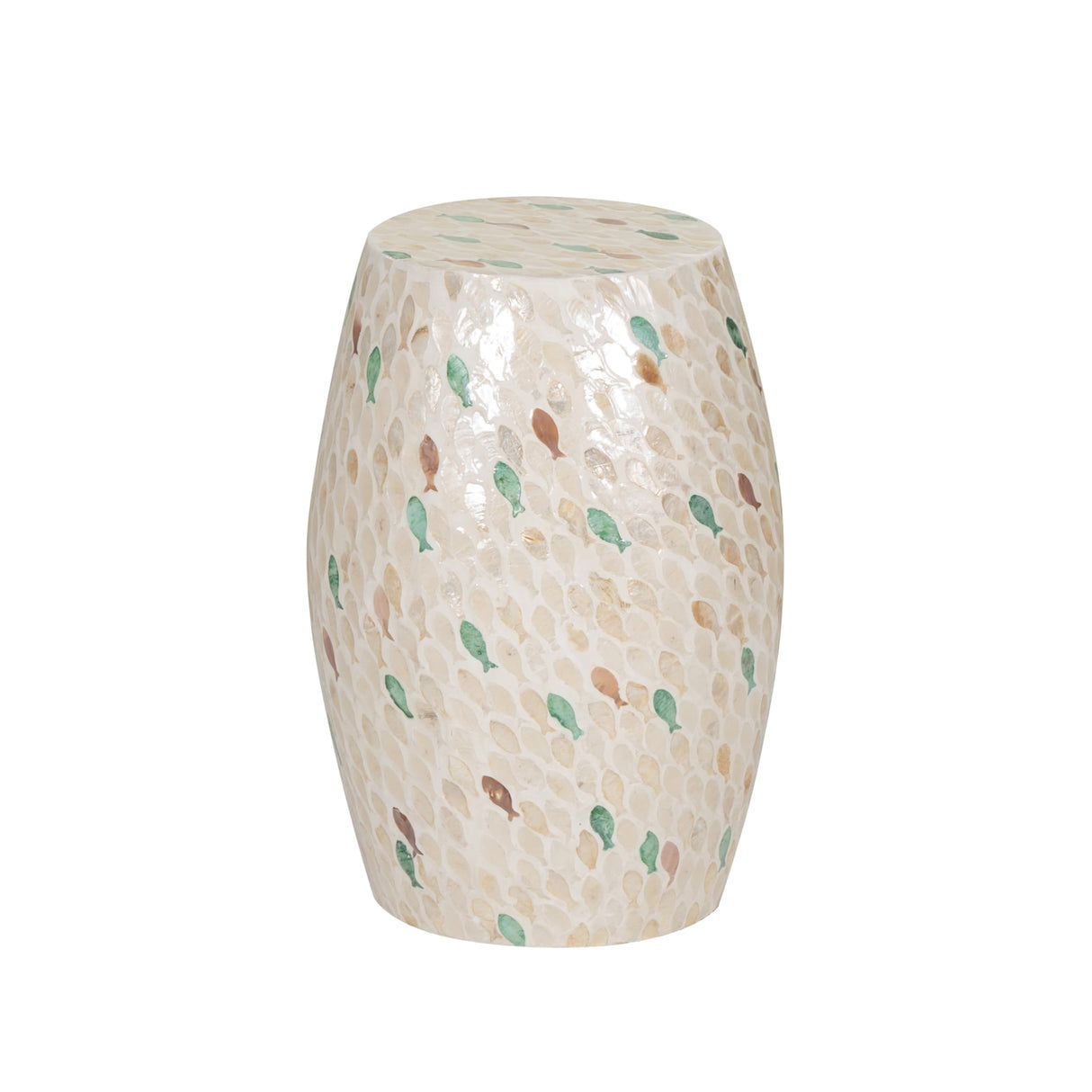Cream Arlon Fish Capiz Drum Table, Ivory